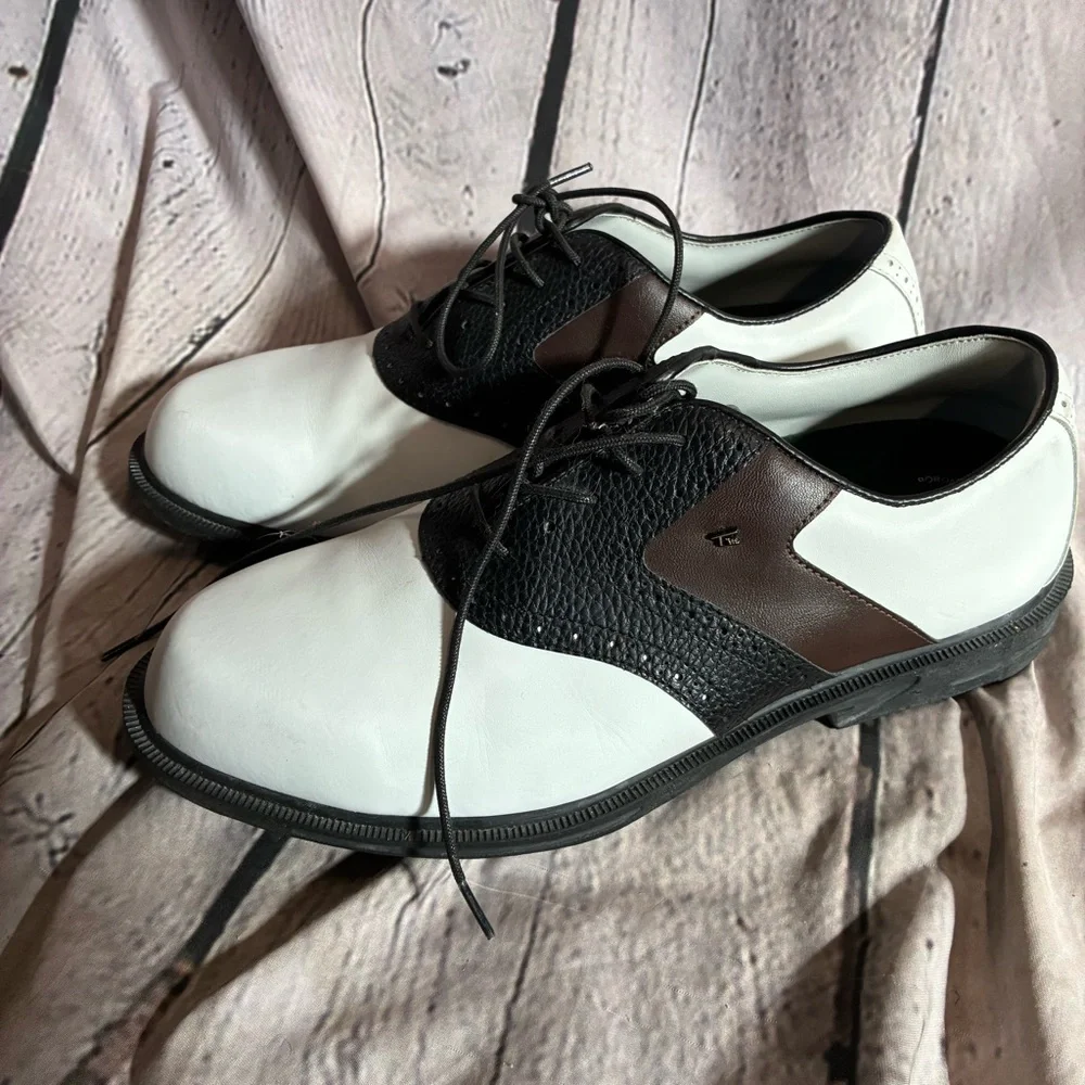 Thom Mcan Men’s Leather Two Tone Lace Up Oxford Golf Lug Sole Shoes Size 10‎ GUC